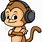 Cartoon Monkey with Headphones