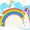 Cartoon Unicorn with Rainbow