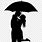 Couple Under Umbrella Silhouette