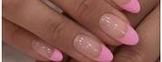Pink French Tip Nails with Heart