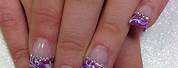 Purple Glitter French Nails