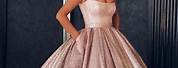 Rose Gold Ball Gown Prom Dresses