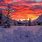 Snowy Mountains with Sunset