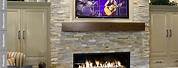 Stone Wall with Gas Fireplace and TV