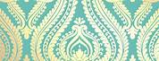 Teal and Gold Damask Wallpaper
