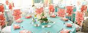 Teal and Peach Table Decorations for Bridal Shower