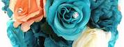 Teal and Peach Wedding Bouquets