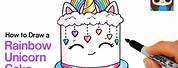 Unicorn Kawaii Cake Drawing