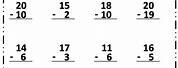 Worksheets for Grade 1 Math Upto 20 Subtraction