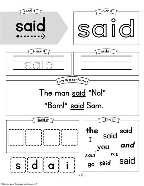 Free Sight Word Worksheets For Reading - Auto News