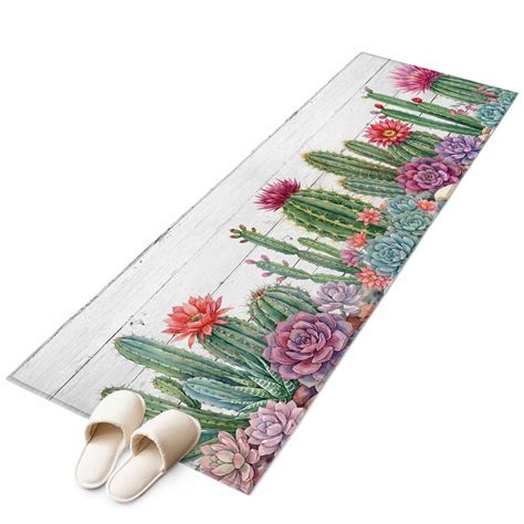 Cactus Tropical Watercolor Kitchen Runner Rug 2x6 Washable Runners for ...