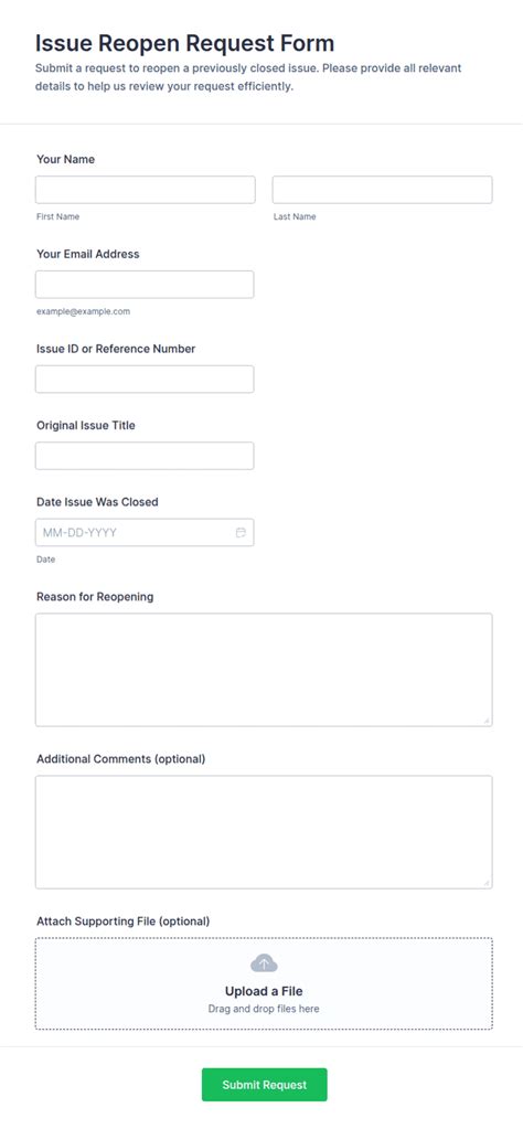 Issue Reopen Request Form Template | Jotform