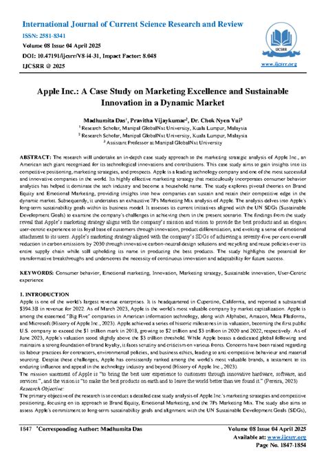 IJCSRR 2025: Apple Inc. Case Study on Marketing & Sustainability ...