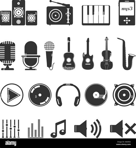 Sound flat icons illustration Black and White Stock Photos & Images - Alamy