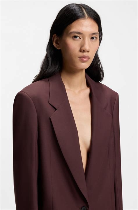 BOSS - Relaxed-fit blazer in a virgin-wool blend - Dark Brown