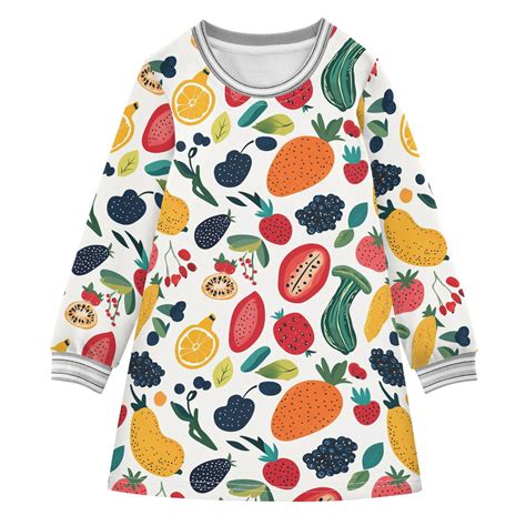 Colorful Fruits and Vegetables Girls'long-sleeved dress Thickened A ...