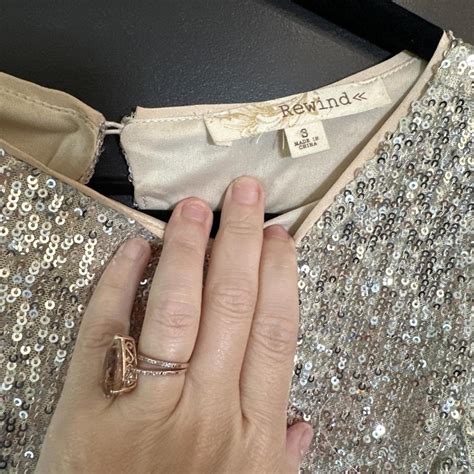 Silver and gold sequin dress with wide sleeves... | Depop