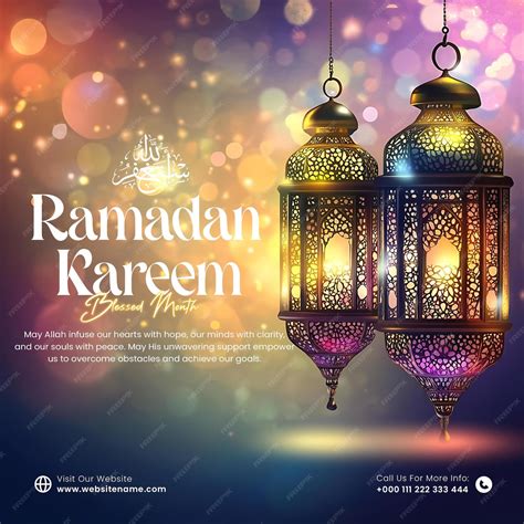Ramada kareem social banner with beautiful ornate ramadan lanterns ...