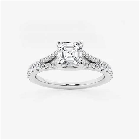 Ariana Jewel Prong Set 1.7 Ct Asscher Cut Lab Created Diamond Ring ...