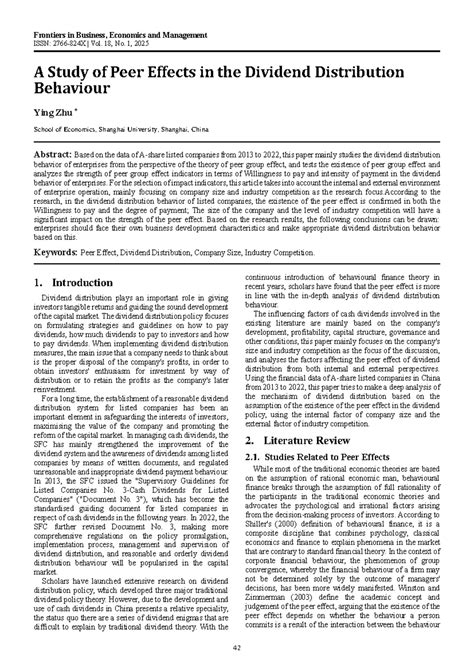 A Study of Peer Effects in Dividend Distribution Behavior (ECO 2025 ...