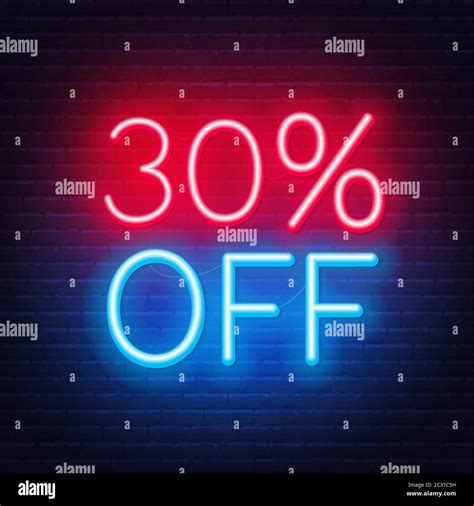 30% off glowing neon Stock Vector Images - Alamy