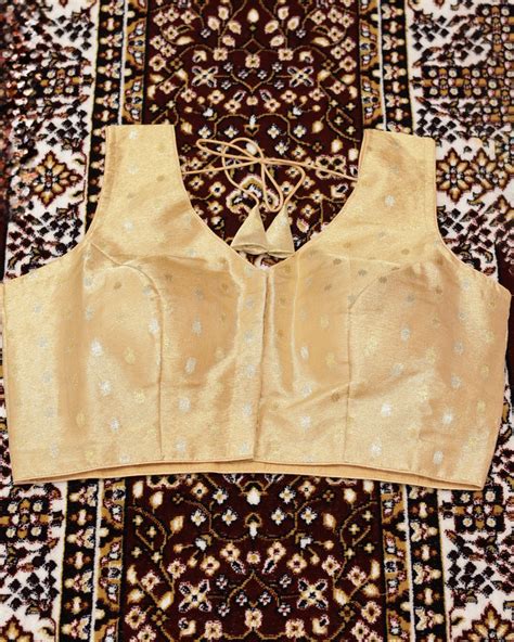 Sleeveless Semi Silk Brocade Blouse R804 | Swapna Weddings