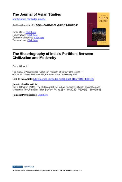 The Historiography of Partition: Analyzing Civilizational Narratives in ...