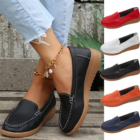 LangJing Loafers for Women Platform Leisure Shoes Comfy Slip On Work ...