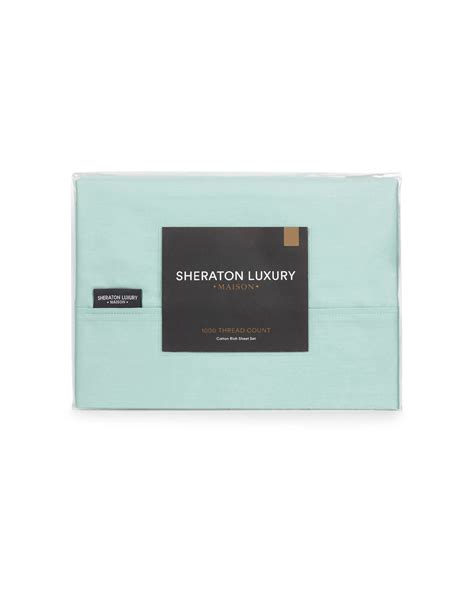 Sheraton Luxury Maison 1000TC Cotton Rich Fitted Sheet Set Aqua Foam - King Single Bed - Blue ...
