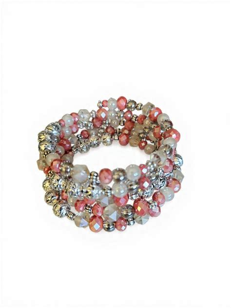 Handcrafted Beaded Memory Wire Wrap Bracelet: Glass, Stainless Steel ...