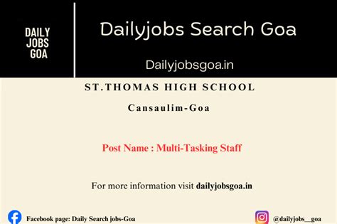 Multi-Tasking Staff Vacancy on Contract Basis – St. Thomas High School ...