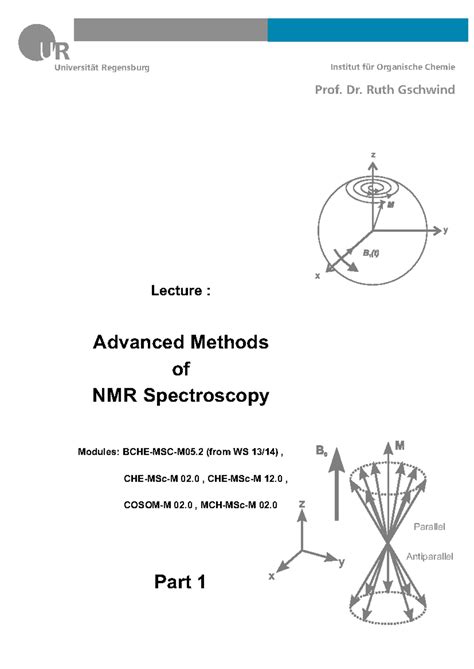 Lecture: Advanced Methods of NMR Spectroscopy (BCHE-MSC-M05.2) - Studocu