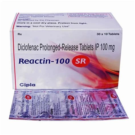 100mg Reactin SR Diclofenac Prolonged Release Tablets at ₹ 330/strip ...