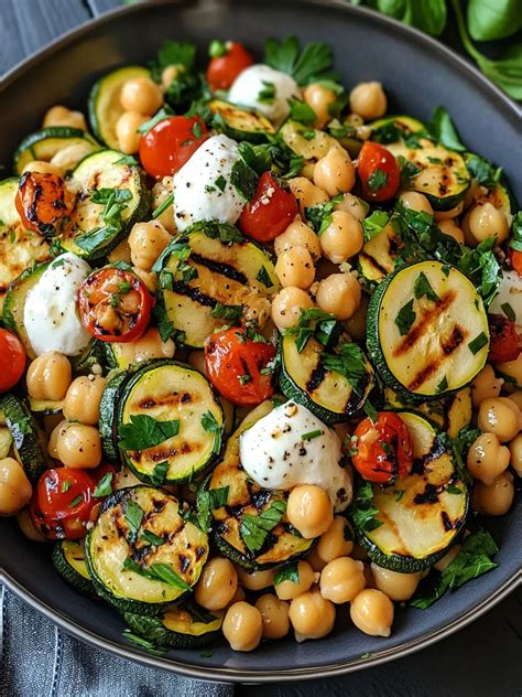 Ultimate Grilled Zucchini Chickpea Salad with Creamy Burrata