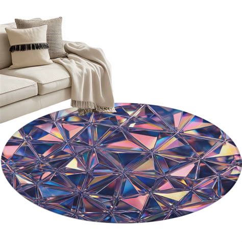 Abstract Crystalline Shards Round Living Room Rugs 3.3 ft, Modern ...