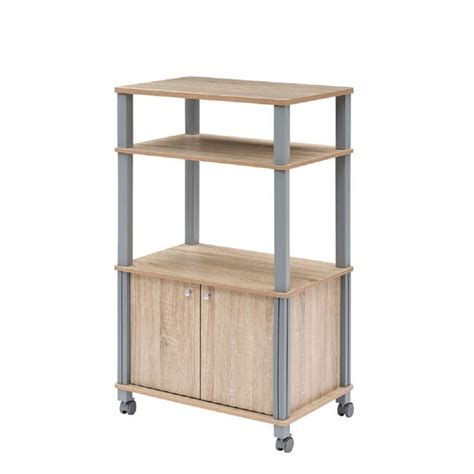 Scaffale Cucina con Ruote e Armadietto 60x40x98cm Naturale - Carrello ...