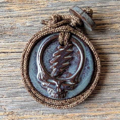 Stealie Steal Your Face Grateful Dead Necklace Handmade Slate Jewelry