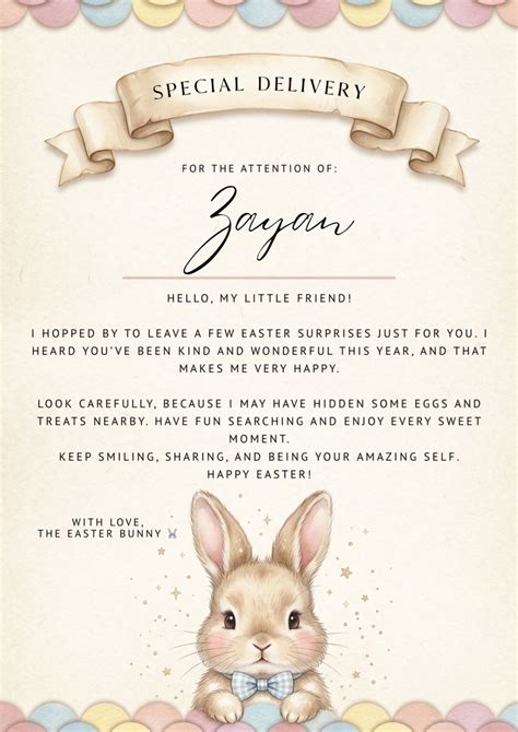 Personalized Easter Bunny Letter For Kids (Free PDF Printables)