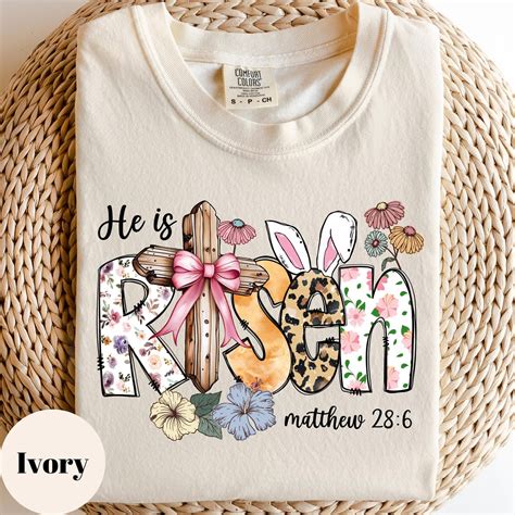 He Is Risen Easter Shirt Christian Bible Verse Matthew 28:6 Religious ...