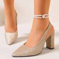 Bkhluea Women Glitter Block Heel Slingback Pumps Comfortable Footwear ...