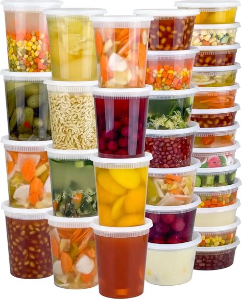 60 Sets (120-Piece) Deli Containers with Lids, 32/16/8 oz X 20 Set Each, Leak-Proof & BPA Free ...