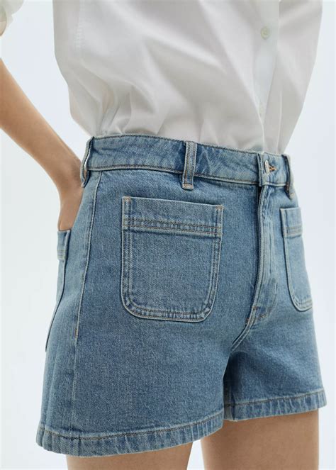 High-waisted denim shorts with pockets - Women | MANGO OUTLET USA