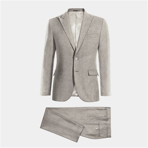 Costume gris clair en flanelle à revers en pointe