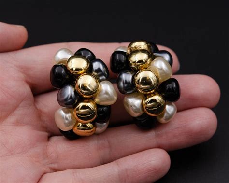 Vintage Chunky Non Pierced Huggie Earrings Wide Hoop Clip on Earrings ...