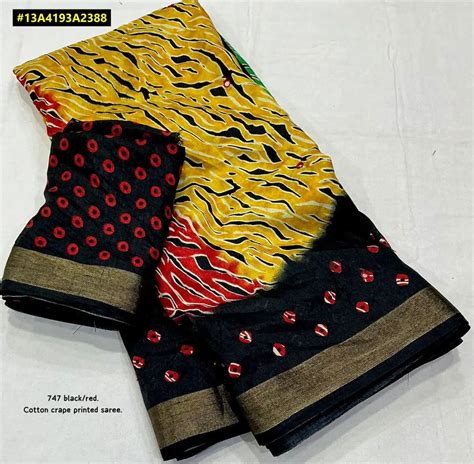 Trending Bandhani Cotton Crape Saree | Aari Work | TRENDBUY – TREND BUY