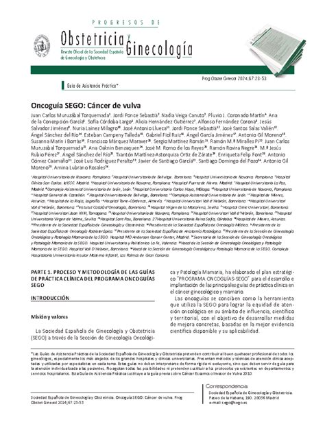 ONCOGUÍA SEGO: CÁNCER DE VULVA - GUÍA DE ASISTENCIA 2023 - Studocu