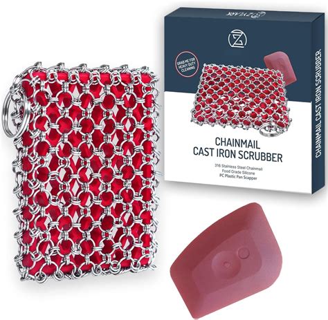 Cast Iron Kit + Pan Scraper - 316 Cast Iron Chainmail - Skillet Cleaner ...