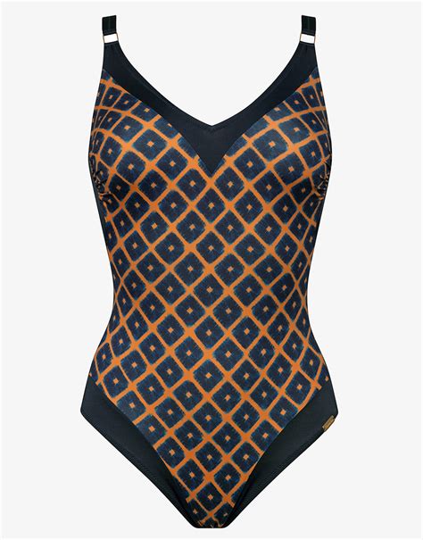 Tobacco Fields V Neck Swimsuit - Tabac Black – Simply Beach UK