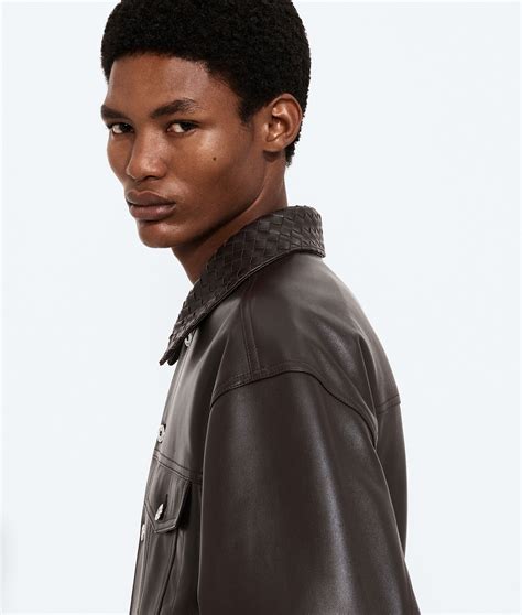 Men's Leather Jacket in Dark carrubo | Bottega Veneta SA