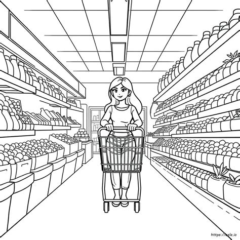 Grocery Coloring Store Pages Market Kleurplaat Supermarkt Kids ...